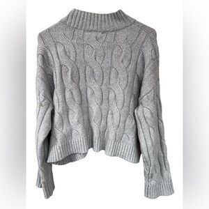 Freshman 1996 Gray Cable Knit Cropped  Women's Sweater